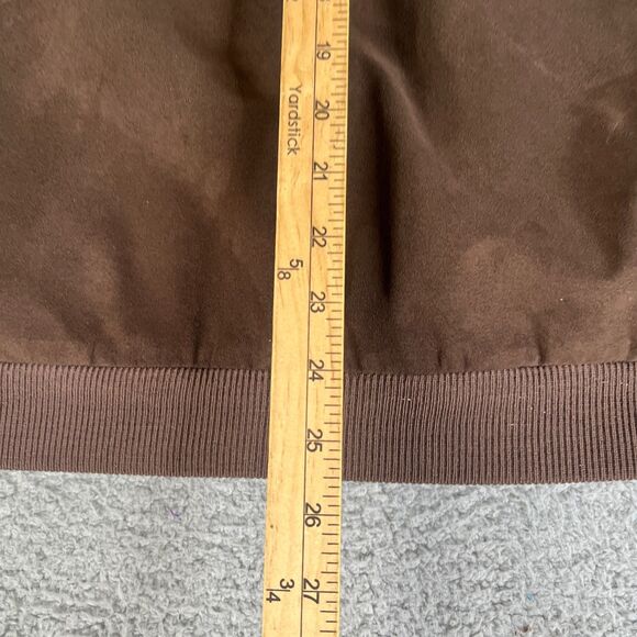 Bogner Bomber Jacket Mens 36 Brown Faux Suede Vegan Quilted Lined Full Zip Snap - Picture 15 of 16